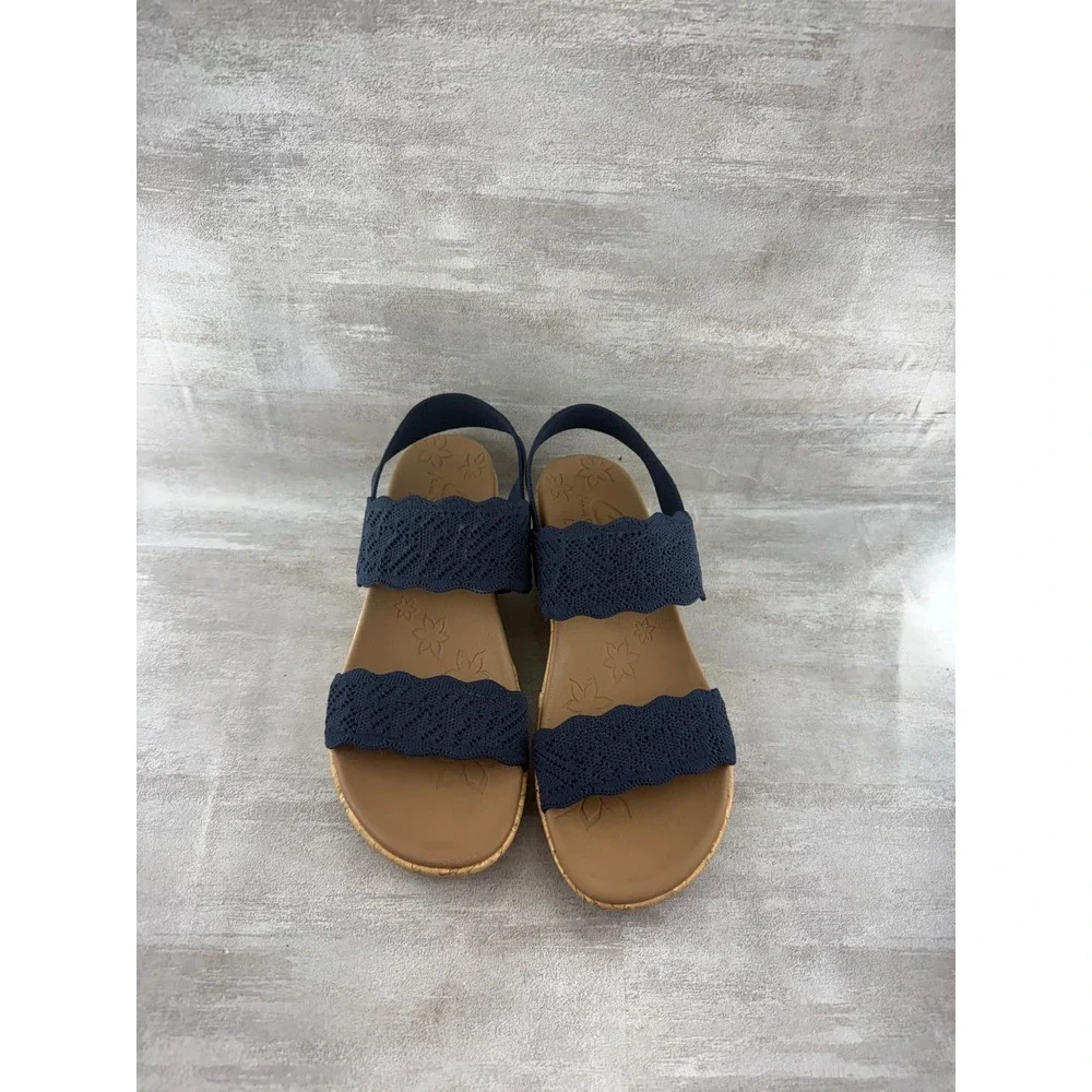 Skechers Cali Beverlee Tiger Posse Navy Blue Wedge Sandals 119591 Women Sz 7